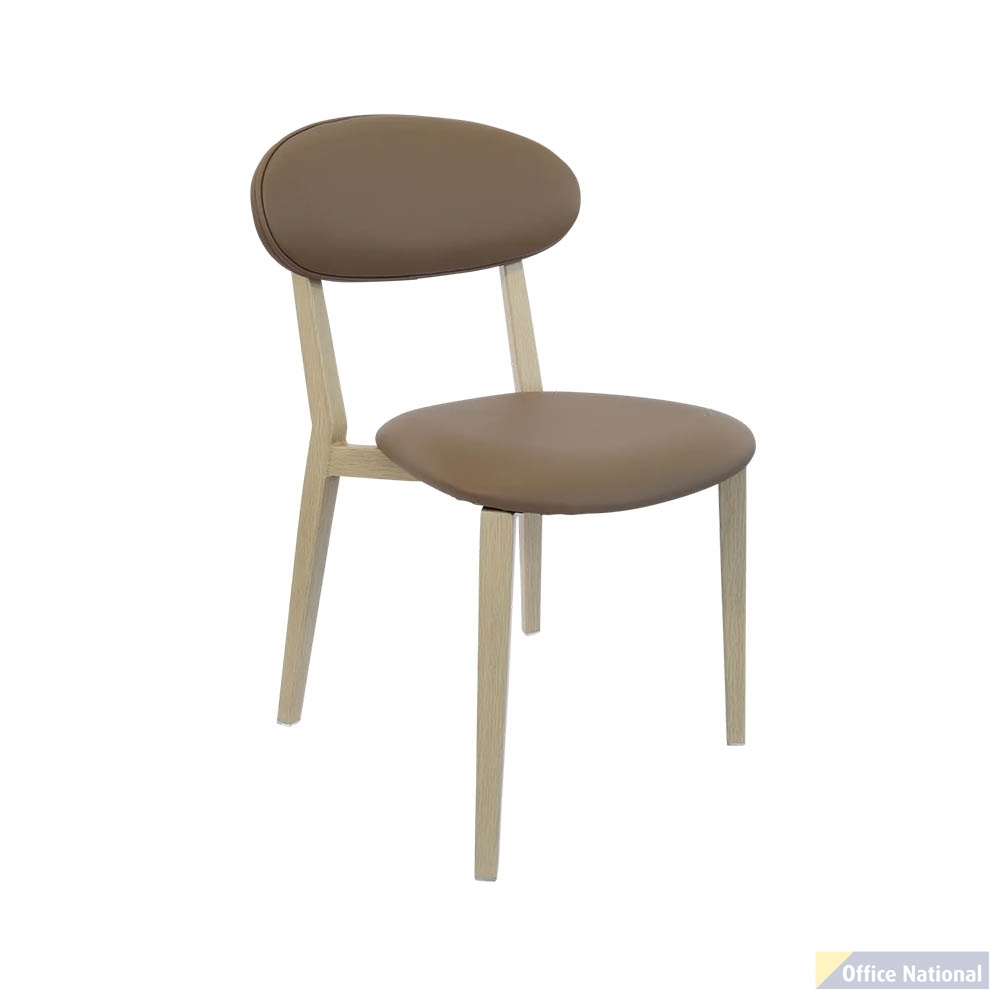 DURAFURN ATLANTA CHAIR NARROW BACKREST OAK FRAME/TAUPE VINYL SEAT AND BACKREST