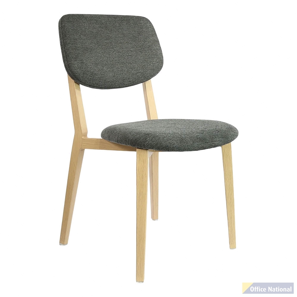 DURAFURN ATLANTA CHAIR LARGE BACKREST OAK FRAME/DARK GREY FABRIC SEAT AND BACKREST