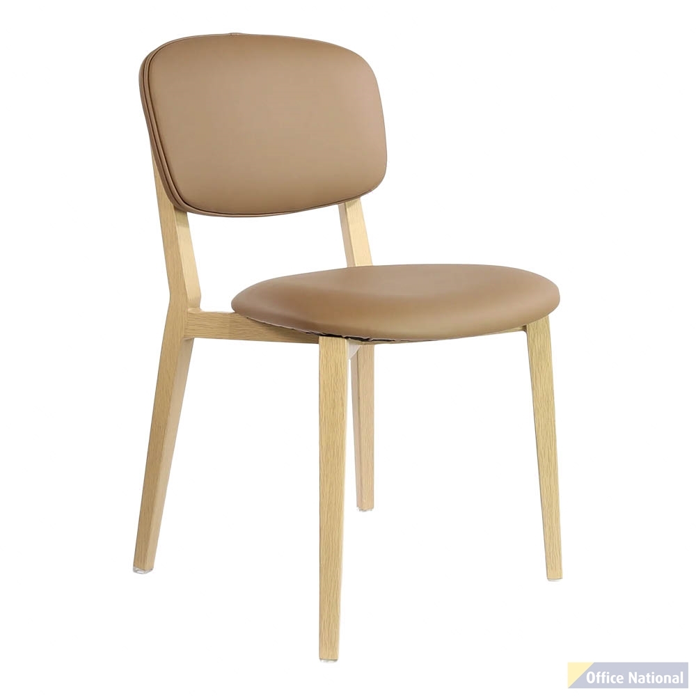DURAFURN ATLANTA CHAIR LARGE BACKREST OAK FRAME/TAUPE VINYL SEAT AND BACKREST