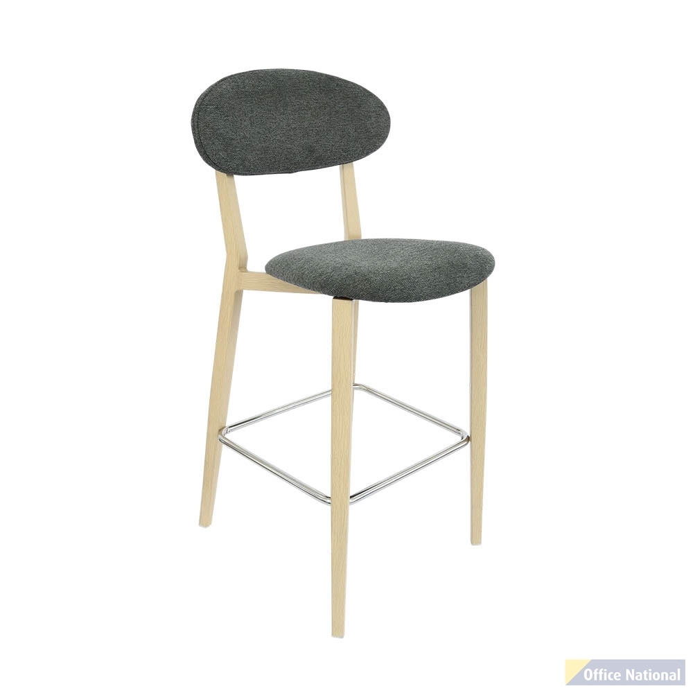 DURAFURN ATLANTA BARSTOOL NARROW BACKREST OAK FRAME/DARK GREY FABRIC SEAT AND BACKREST