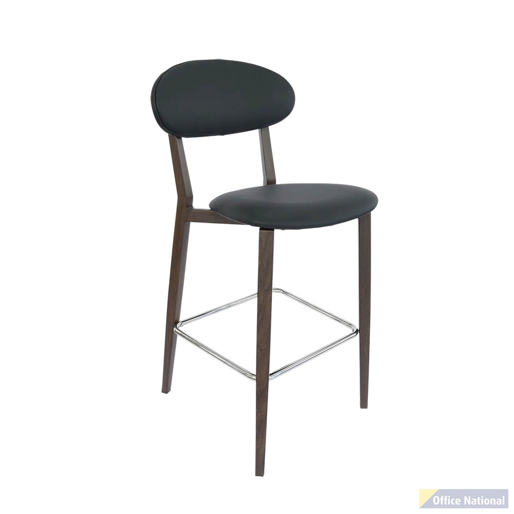 DURAFURN ATLANTA BARSTOOL NARROW BACKREST WENGE FRAME/BLACK VINYL SEAT AND BACKREST