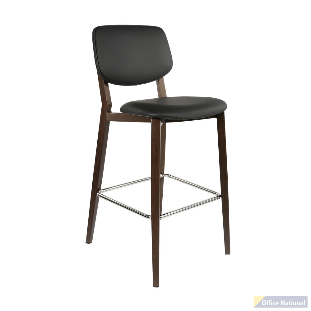DURAFURN ATLANTA BARSTOOL LARGE BACKREST WENGE FRAME/BLACK VINYL SEAT AND BACKREST