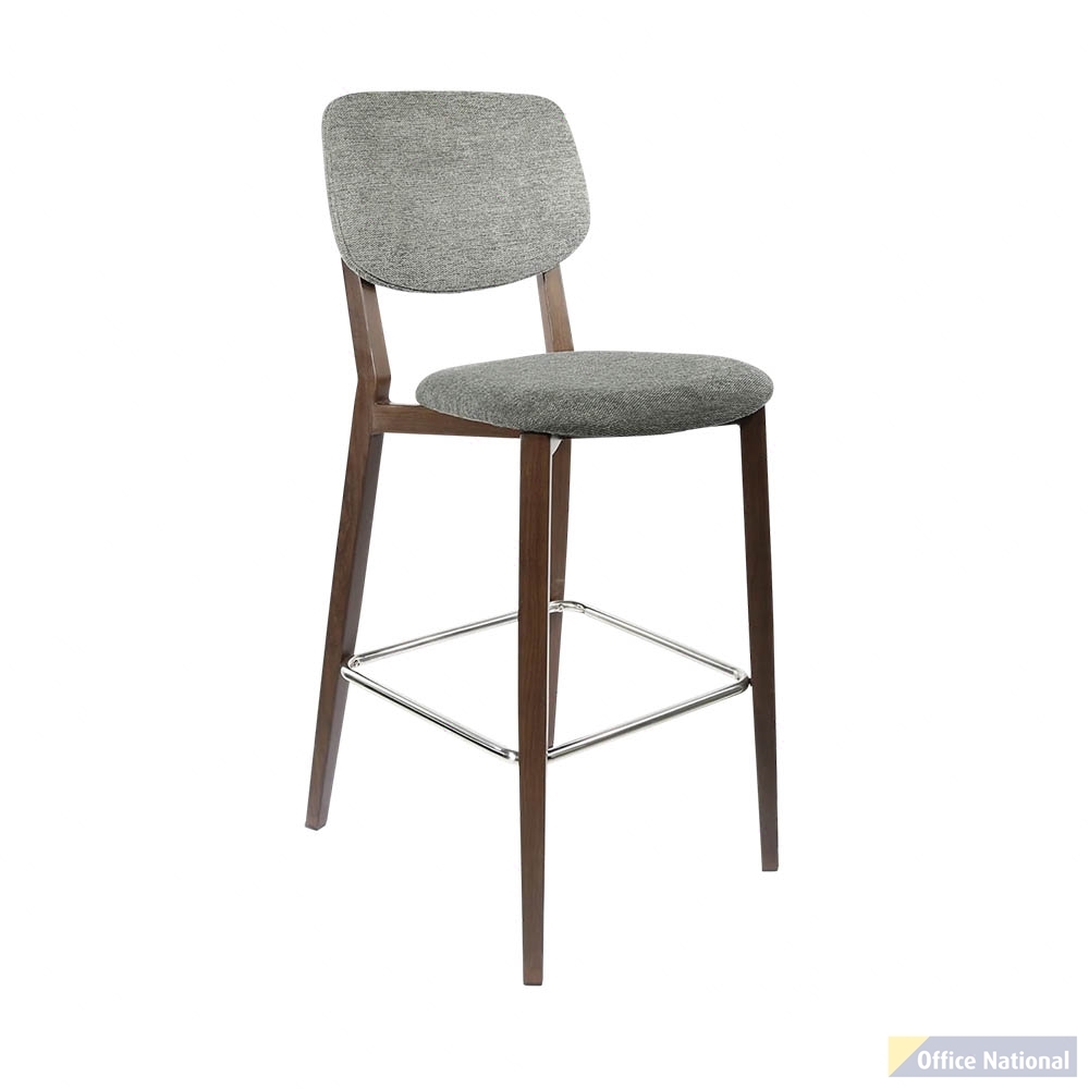 DURAFURN ATLANTA BARSTOOL LARGE BACKREST WENGE FRAME/DARK GREY FABRIC SEAT AND BACKREST