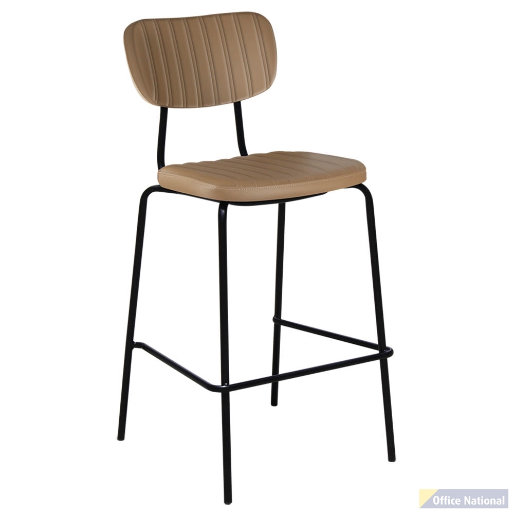 DURAFURN TIRAMISU BARSTOOL BLACK FRAME TAUPE VINYL