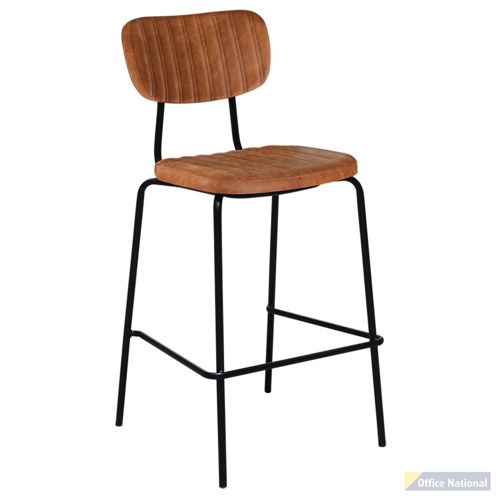 DURAFURN TIRAMISU BARSTOOL BLACK FRAME TAN FABRIC