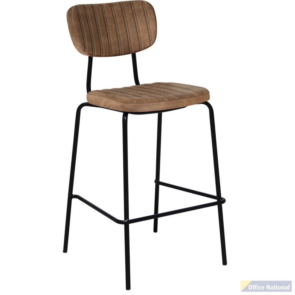 DURAFURN TIRAMISU BARSTOOL BLACK FRAME MOCHA FABRIC