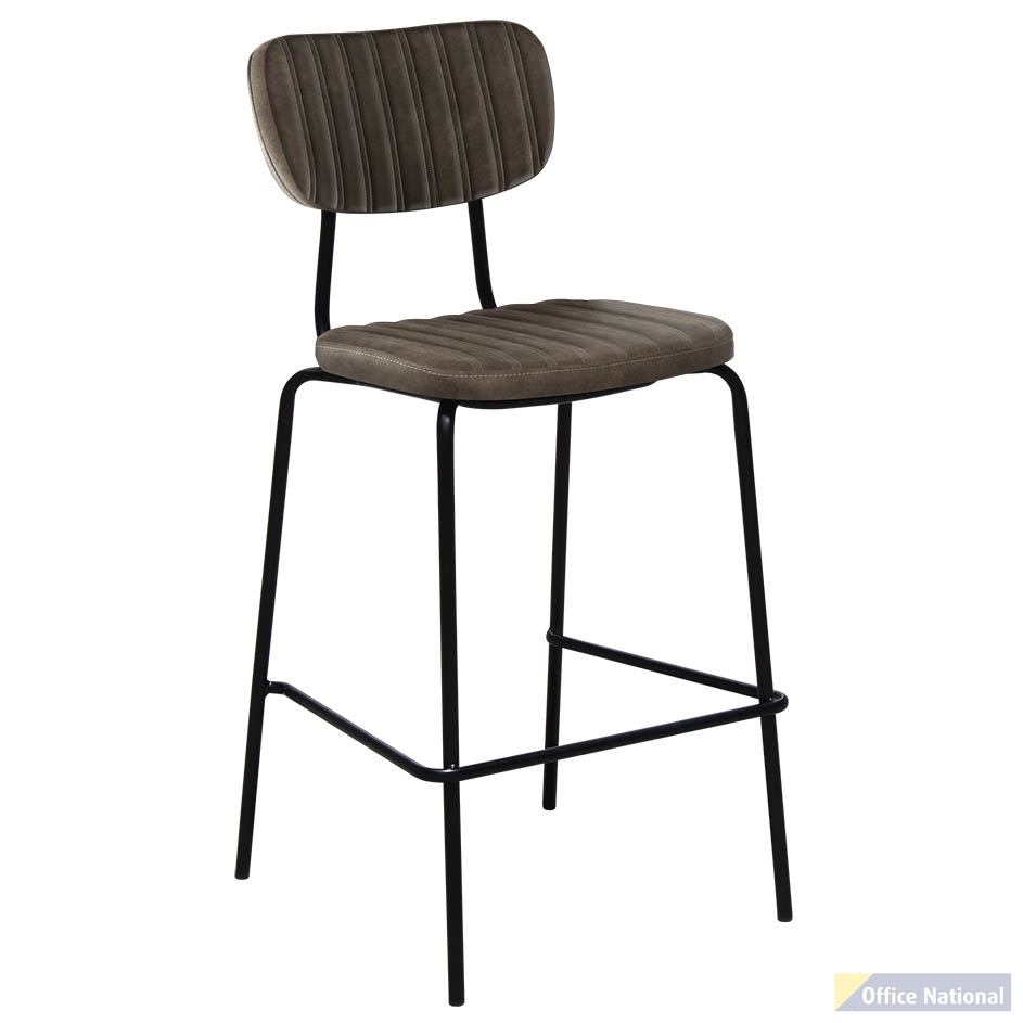 DURAFURN TIRAMISU BARSTOOL BLACK FRAME CHARCOAL FABRIC