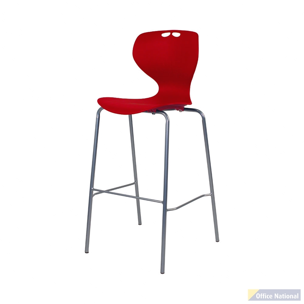 SYLEX ROSWELL 4 LEG STOOL 650MM RED SEAT BLACK FRAME