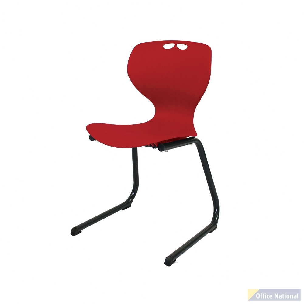 SYLEX ROSWELL CHAIR REVERSE CANTILEVER 460MM RED SEAT SILVER FRAME