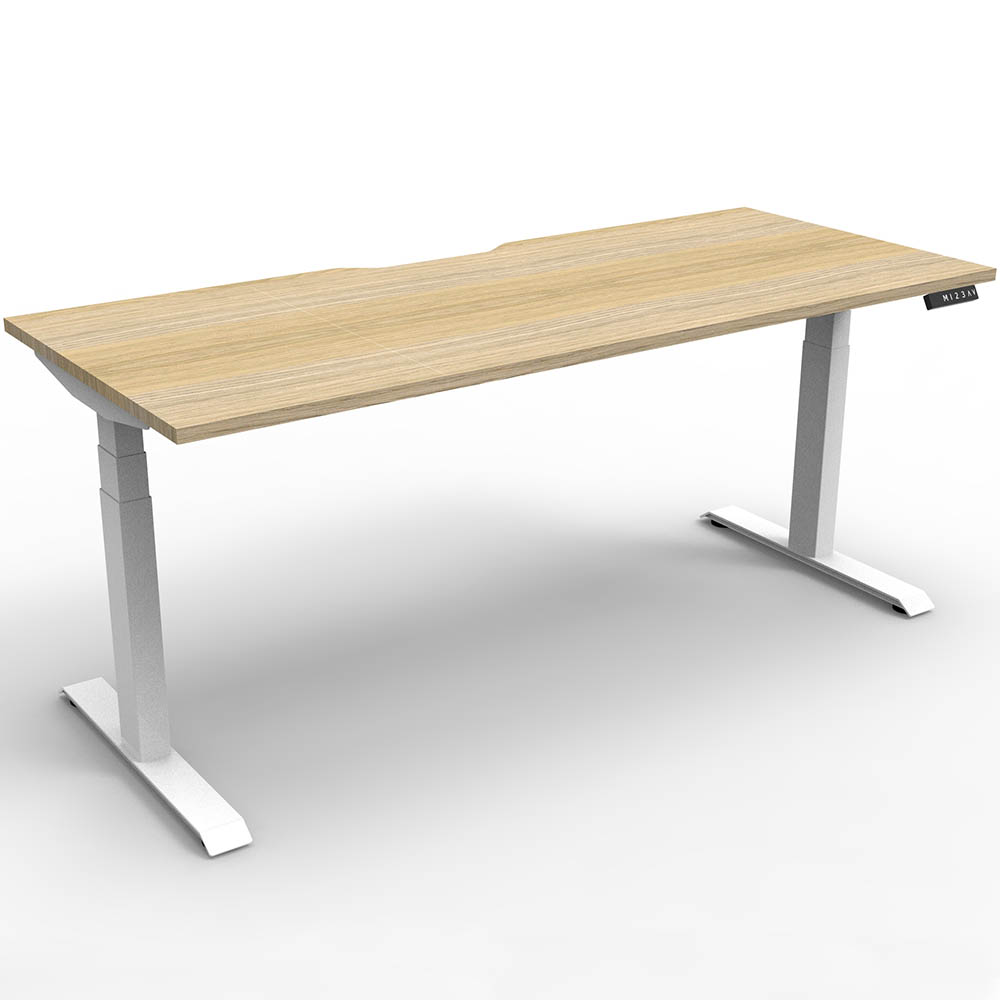 RAPIDLINE BOOST PLUS HEIGHT ADJUSTABLE SINGLE SIDED WORKSTATION 1200 X 750MM NATURAL OAK TOP / WHITE FRAME
