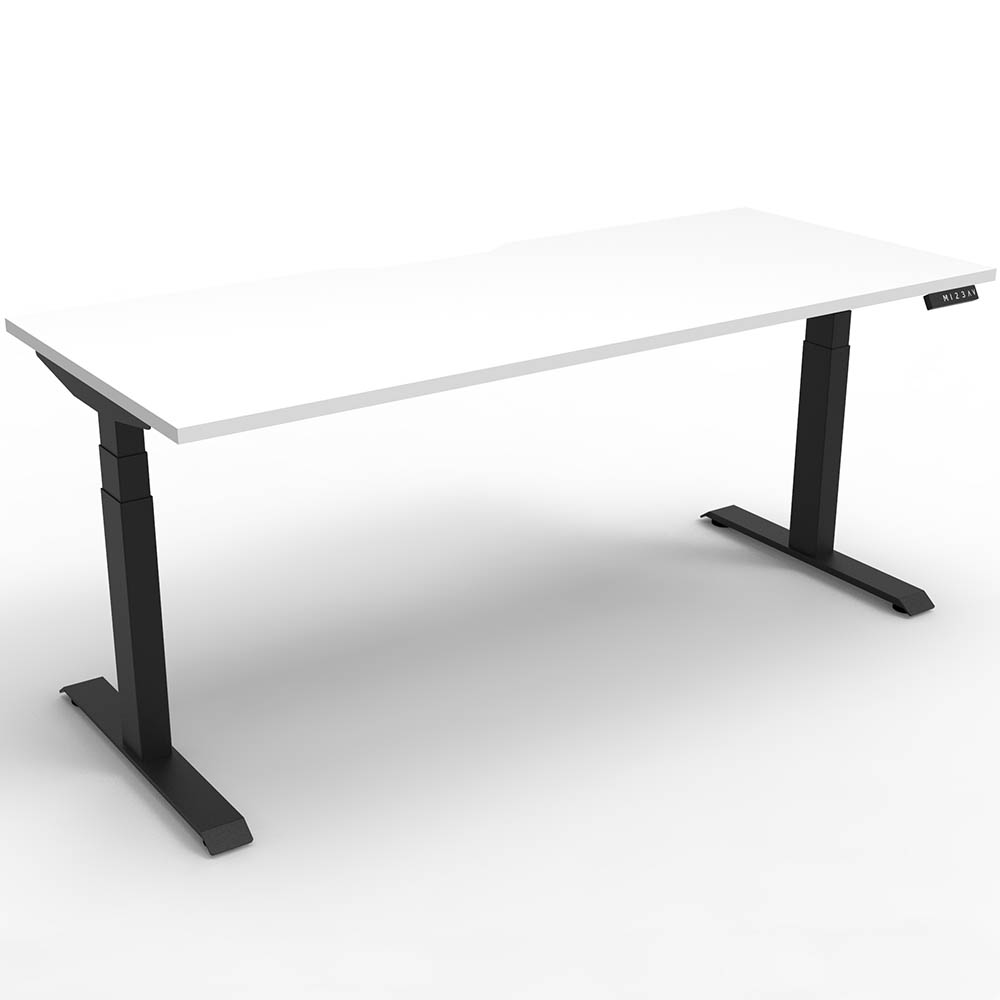 RAPIDLINE BOOST PLUS HEIGHT ADJUSTABLE SINGLE SIDED WORKSTATION 1200 X 750MM NATURAL WHITE TOP / BLACK FRAME