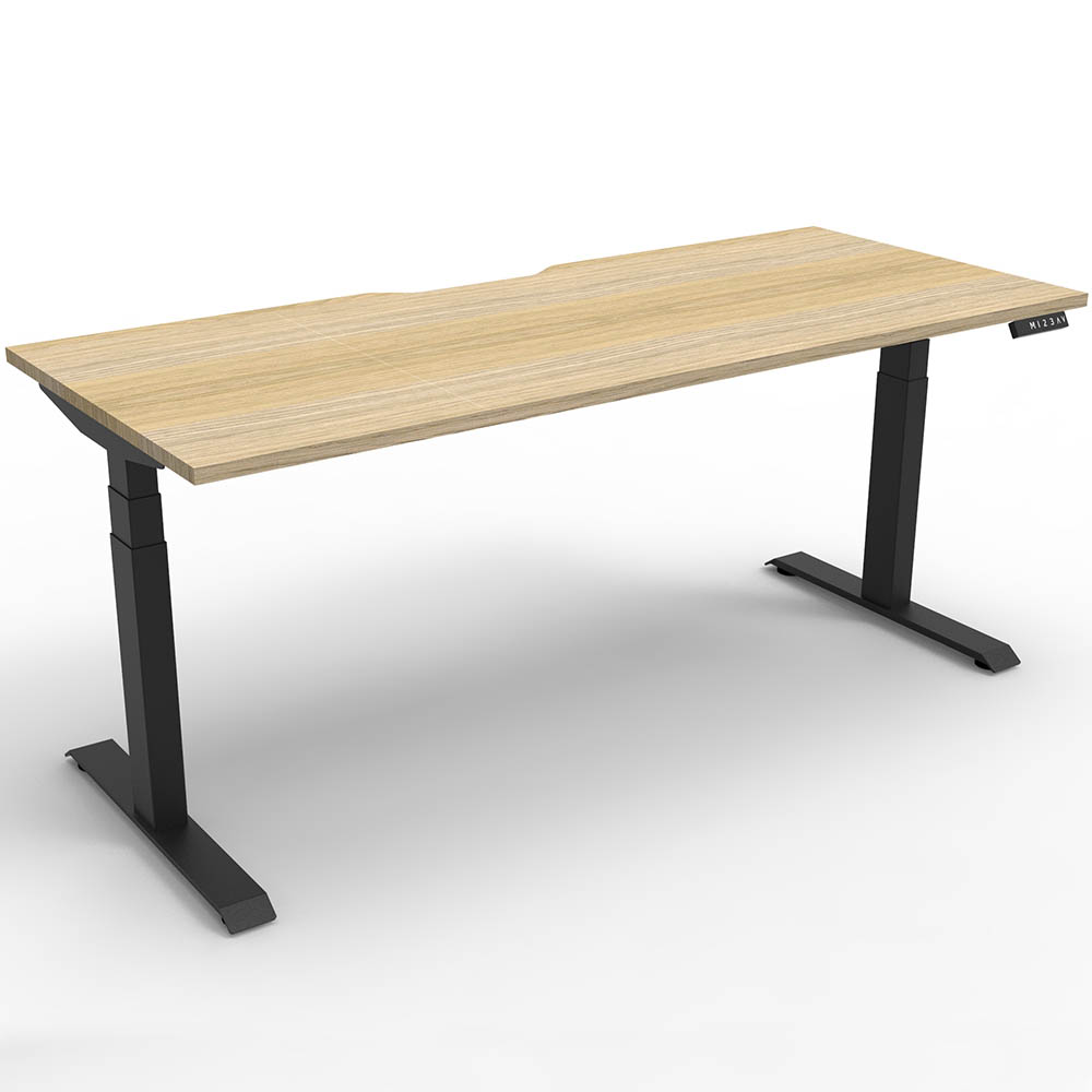 RAPIDLINE BOOST PLUS HEIGHT ADJUSTABLE SINGLE SIDED WORKSTATION 1500 X 750MM NATURAL OAK TOP / BLACK FRAME
