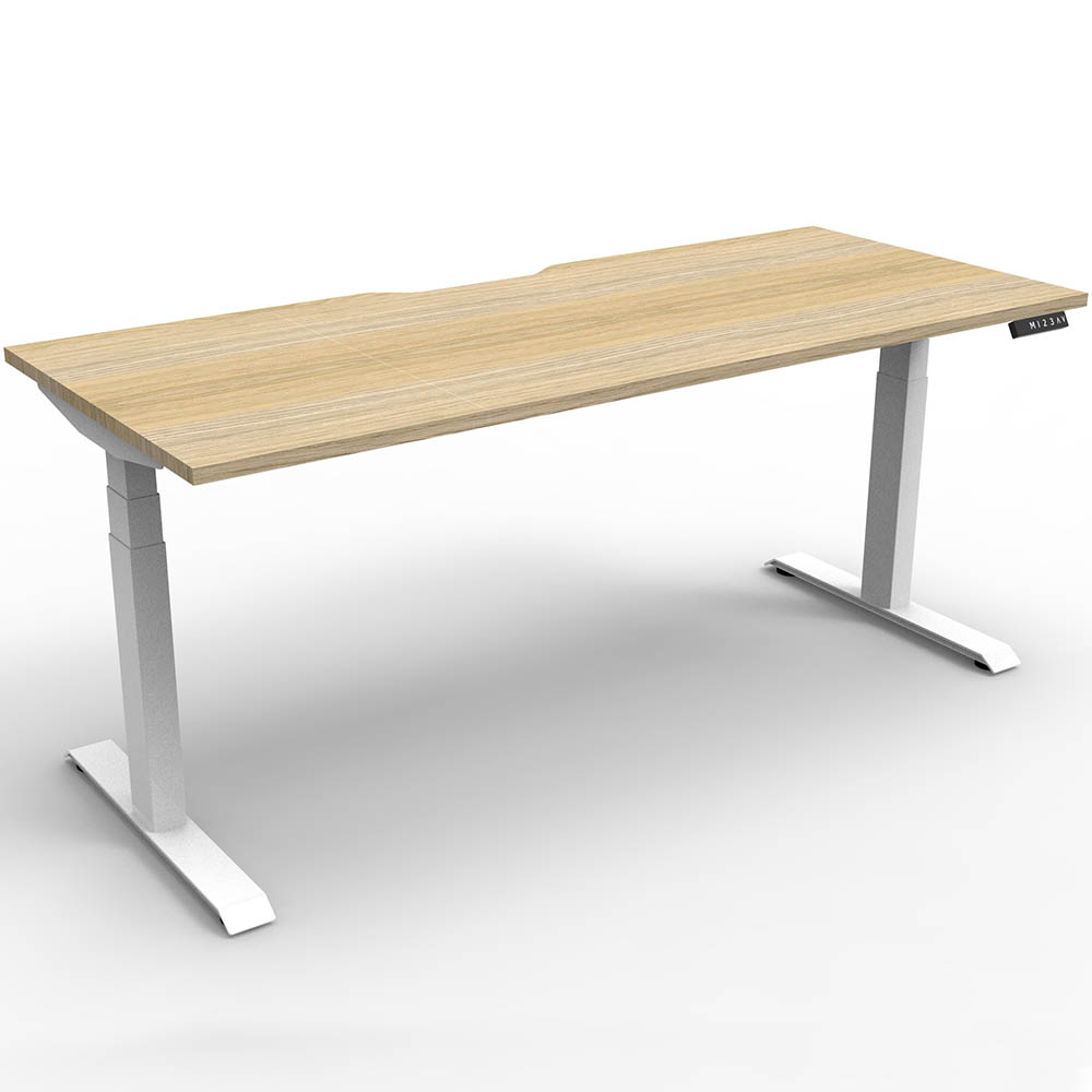 RAPIDLINE BOOST PLUS HEIGHT ADJUSTABLE SINGLE SIDED WORKSTATION 1500 X 750MM NATURAL OAK TOP / WHITE FRAME