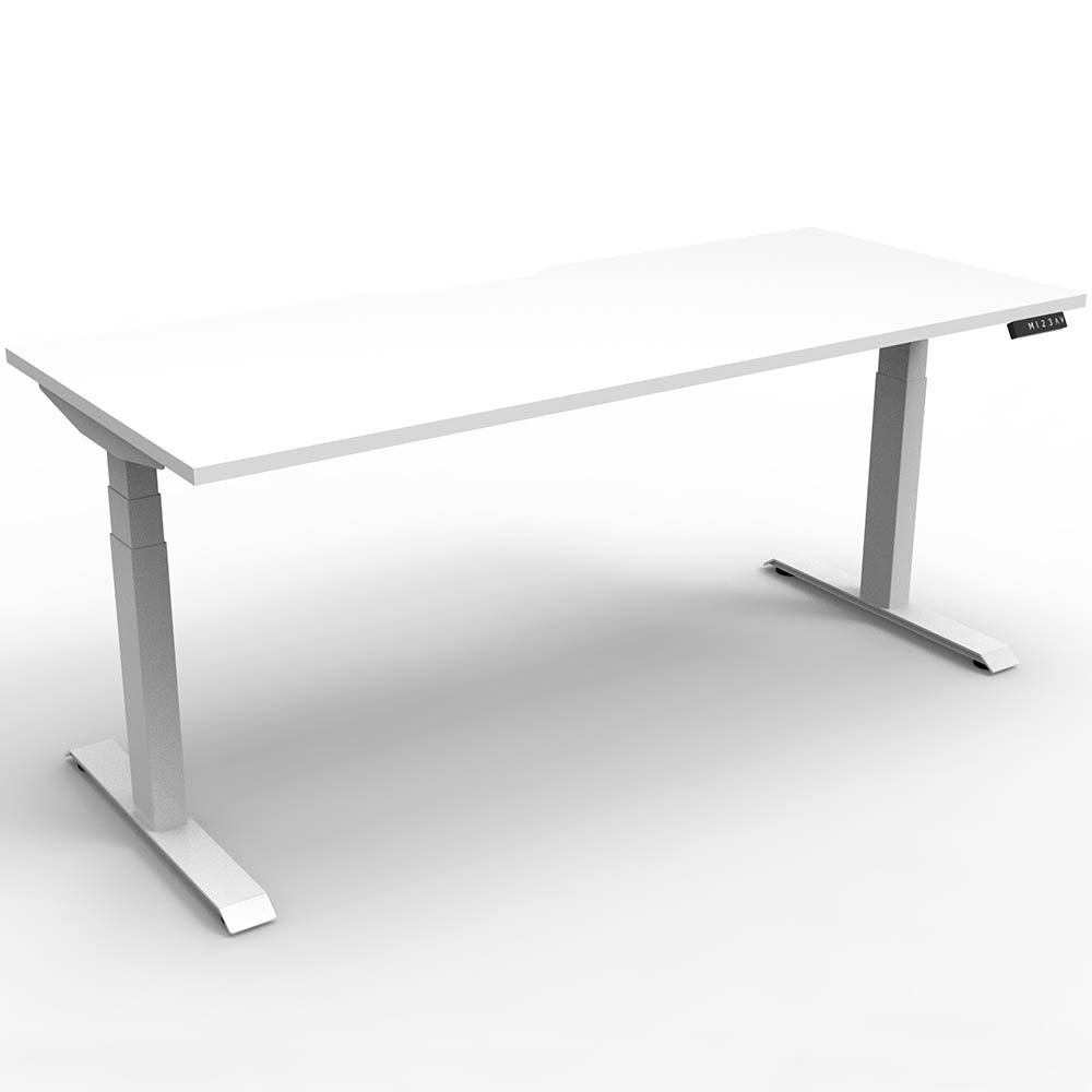 RAPIDLINE BOOST PLUS HEIGHT ADJUSTABLE SINGLE SIDED WORKSTATION 1800 X 750MM NATURAL WHITE TOP / WHITE FRAME