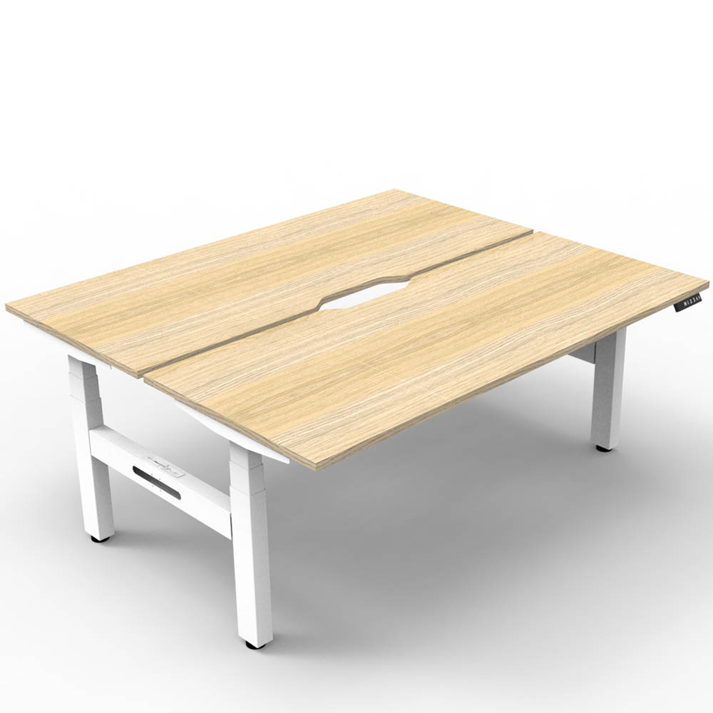 RAPIDLINE BOOST PLUS HEIGHT ADJUSTABLE DOUBLE SIDED WORKSTATION 1800 X 750MM NATURAL OAK TOP / WHITE FRAME