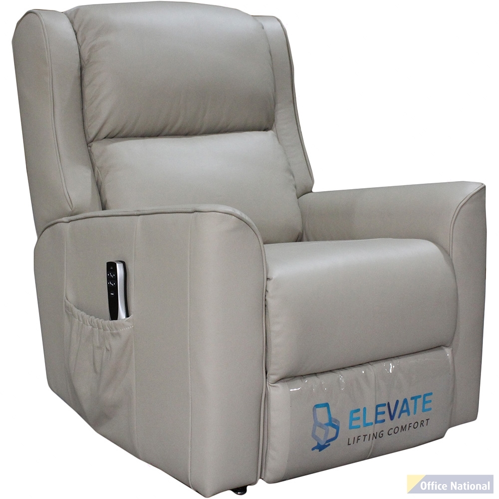 RAPIDLINE HOME ELEVATE BALTIMORE LIFT CHAIR DUAL MOTOR LARGE LEATHER TAUPE