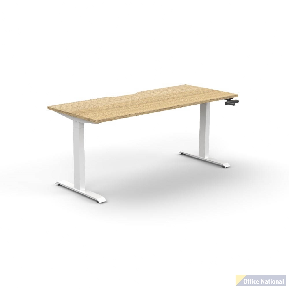 RAPIDLINE BOOST CRANK SINGLE SIDED WORKSTATION 1200 X 750 X 705MM NATURAL OAK TOP AND WHITE SATIN FRAME