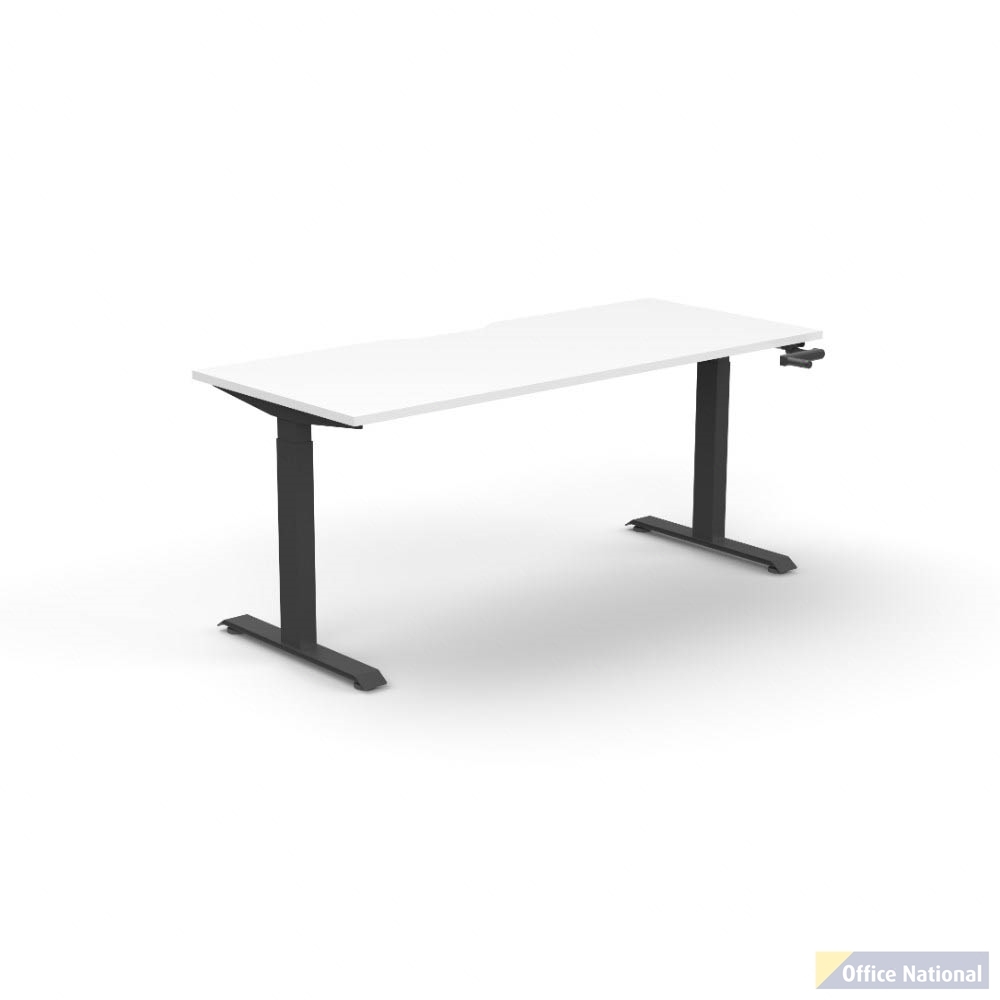 RAPIDLINE BOOST CRANK SINGLE SIDED WORKSTATION 1200 X 750 X 705MM NATURAL WHITE TOP AND BLACK SATIN FRAME