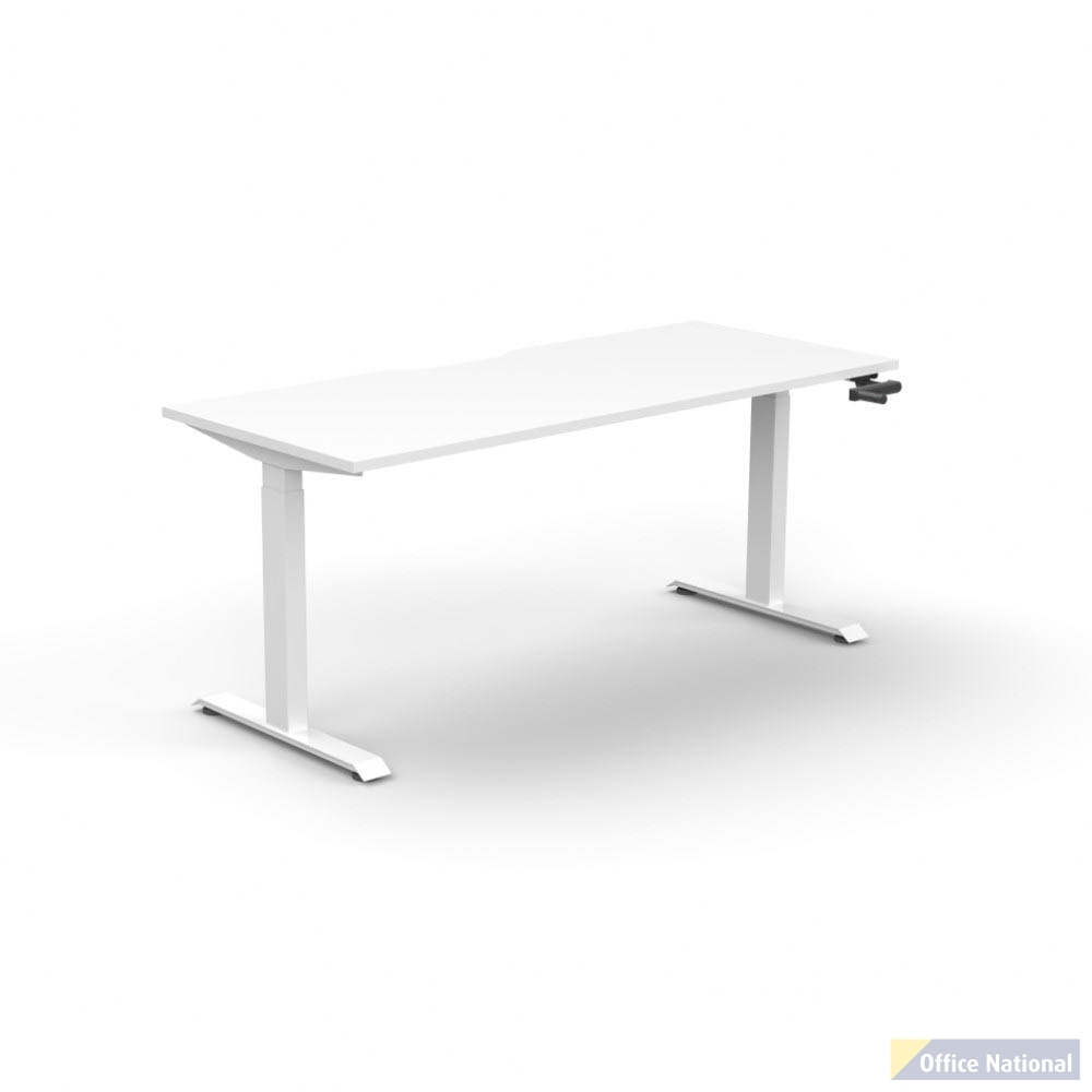 RAPIDLINE BOOST CRANK SINGLE SIDED WORKSTATION 1200 X 750 X 705MM NATURAL WHITE TOP AND WHITE SATIN FRAME