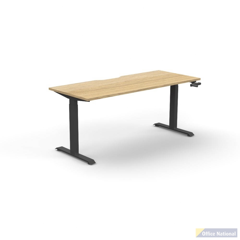 RAPIDLINE BOOST CRANK SINGLE SIDED WORKSTATION 1500 X 750 X 705MM NATURAL OAK TOP AND BLACK SATIN FRAME