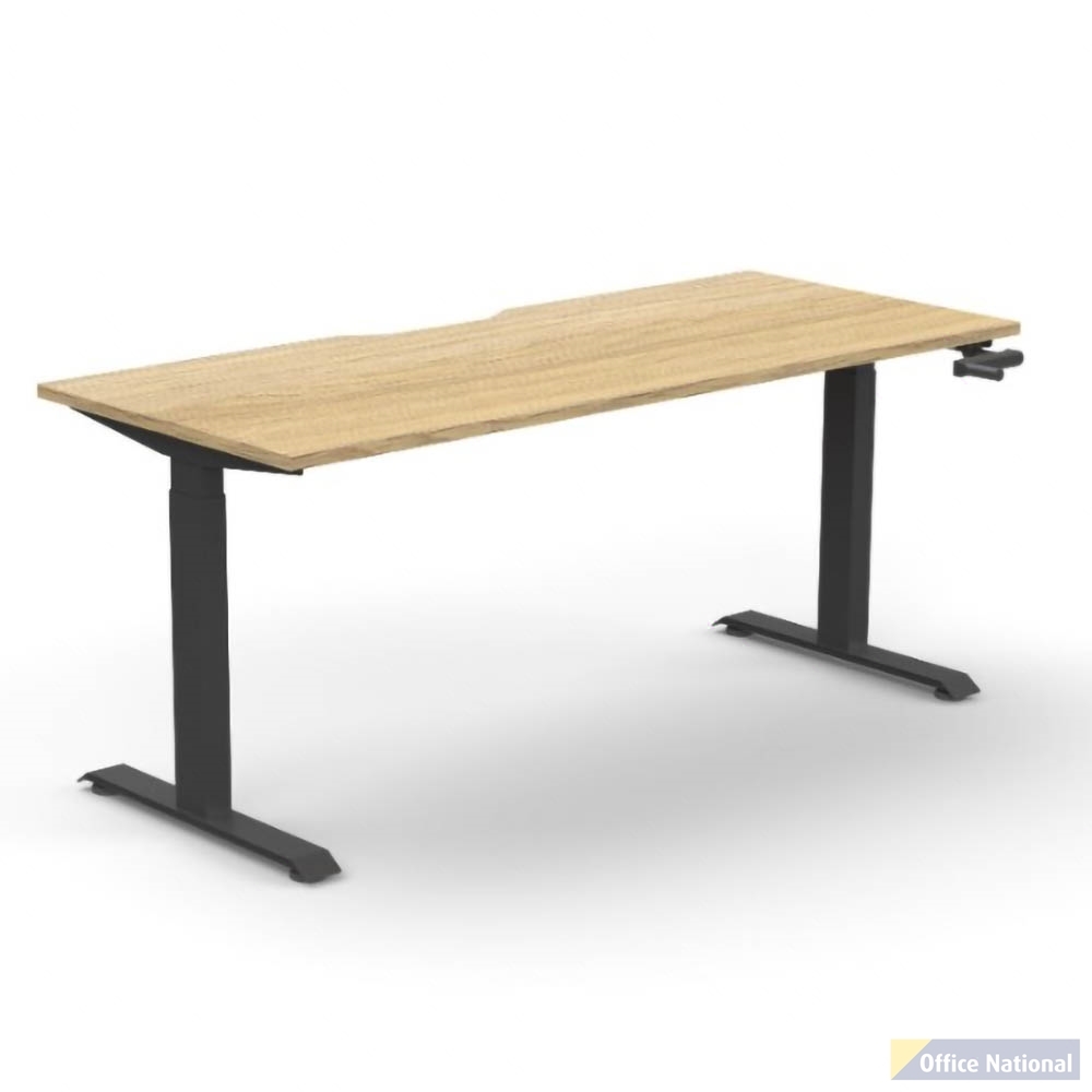 RAPIDLINE BOOST CRANK SINGLE SIDED WORKSTATION 1800 X 750 X 705MM NATURAL OAK TOP AND BLACK SATIN FRAME