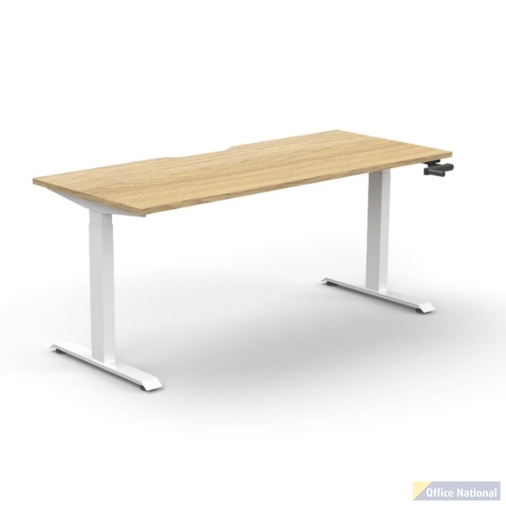 RAPIDLINE BOOST CRANK SINGLE SIDED WORKSTATION 1800 X 750 X 705MM NATURAL OAK TOP AND WHITE SATIN FRAME