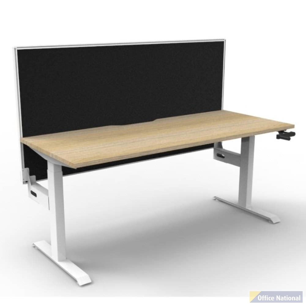 RAPIDLINE BOOST CRANK SINGLE SIDED WORKSTATION WITH SCREEN 1200 X 750 X 705MM NATURAL OAK TOP AND WHITE SATIN FRAME