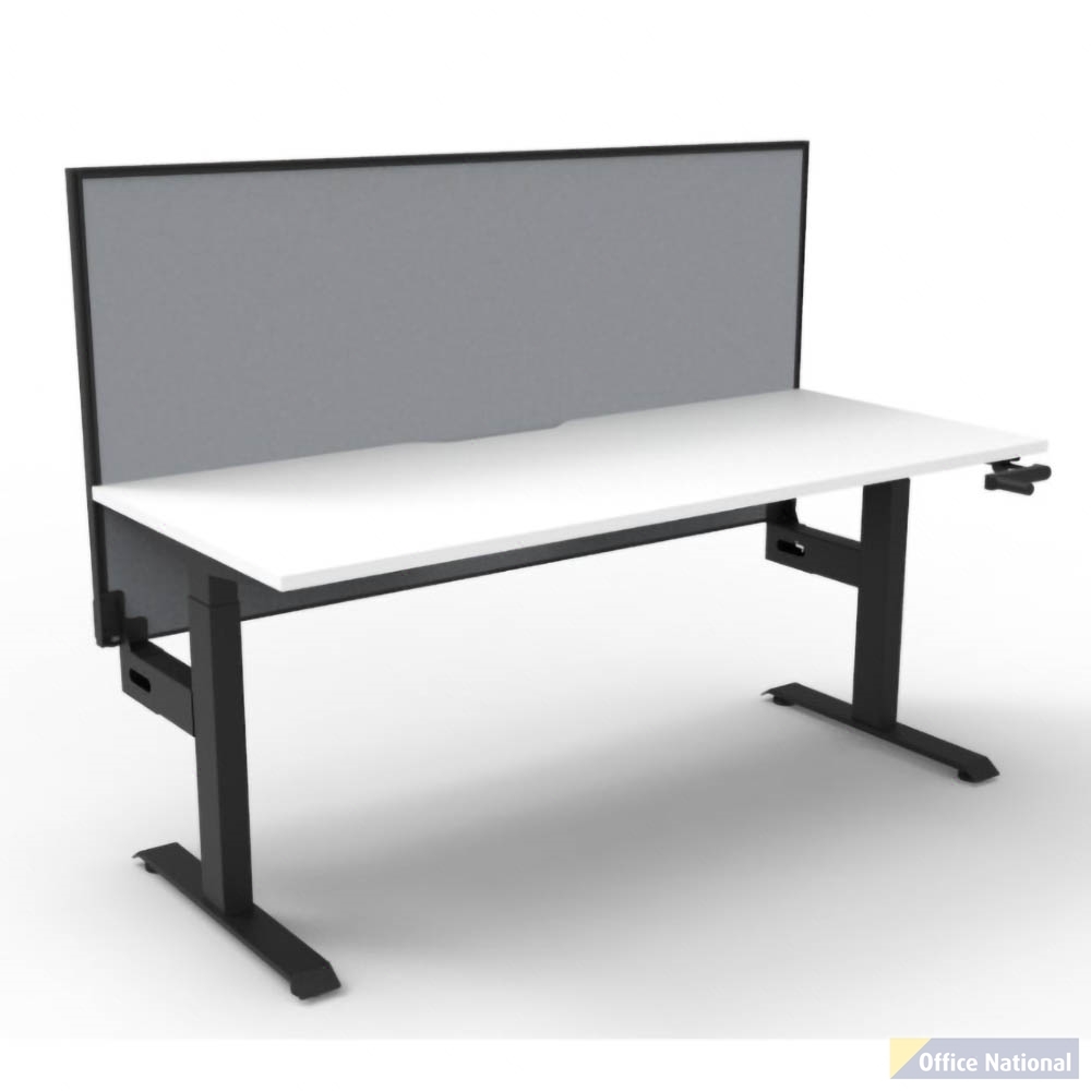 RAPIDLINE BOOST CRANK SINGLE SIDED WORKSTATION WITH SCREEN 1200 X 750 X 705MM NATURAL WHITE TOP AND BLACK SATIN FRAME