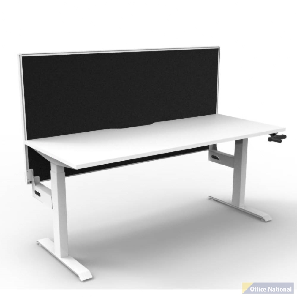 RAPIDLINE BOOST CRANK SINGLE SIDED WORKSTATION WITH SCREEN 1200 X 750 X 705MM NATURAL WHITE TOP AND WHITE SATIN FRAME