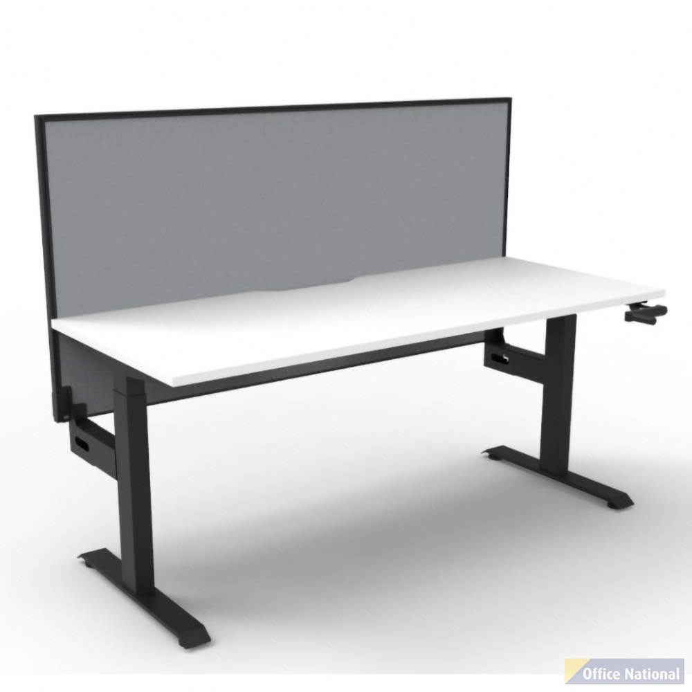 RAPIDLINE BOOST CRANK SINGLE SIDED WORKSTATION WITH SCREEN 1800 X 750 X 705MM NATURAL WHITE TOP AND BLACK SATIN FRAME