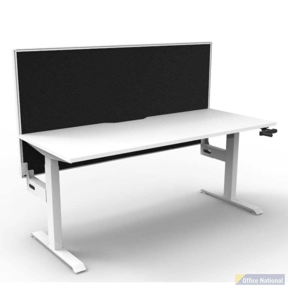 RAPIDLINE BOOST CRANK SINGLE SIDED WORKSTATION WITH SCREEN 1800 X 750 X 705MM NATURAL WHITE TOP AND WHITE SATIN FRAME