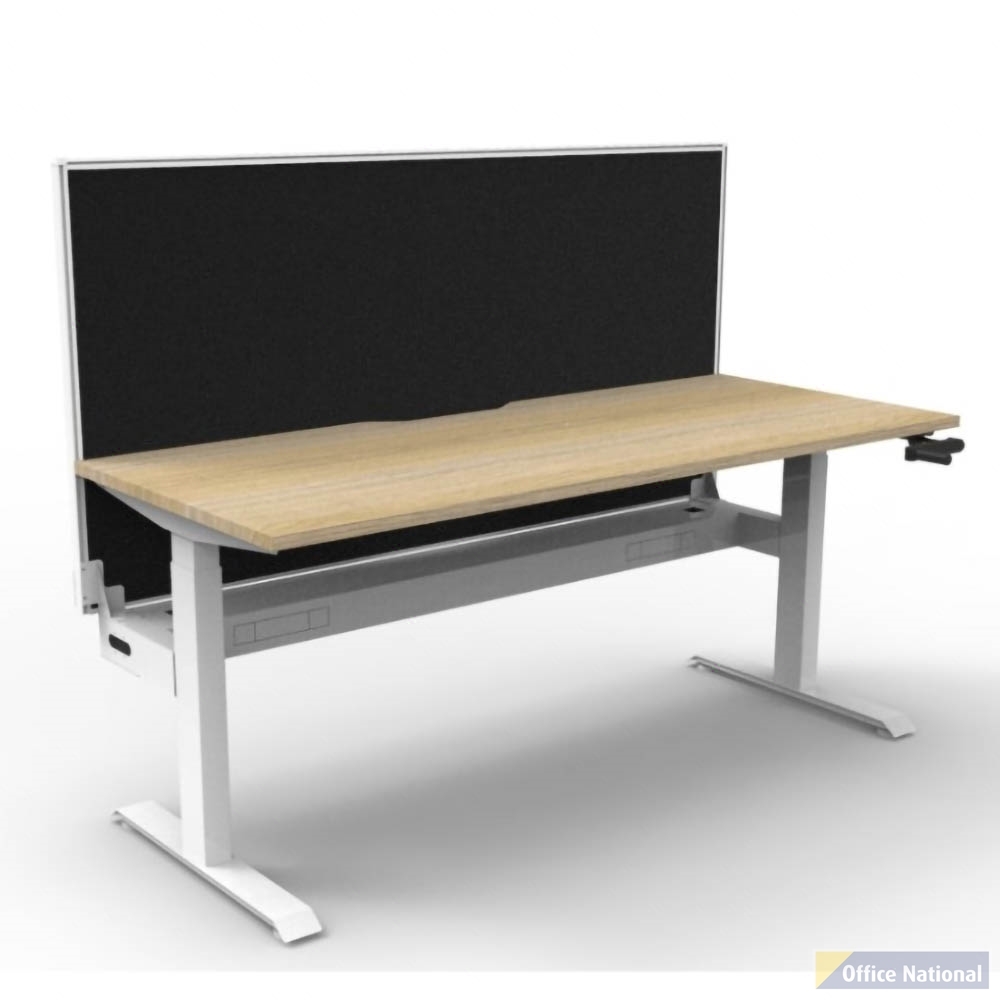 RAPIDLINE BOOST CRANK SINGLE SIDED WORKSTATION WITH CABLE TRAY AND SCREEN 1200 X 750 X 705MM NATURAL OAK TOP AND WHITE SATIN FRAME