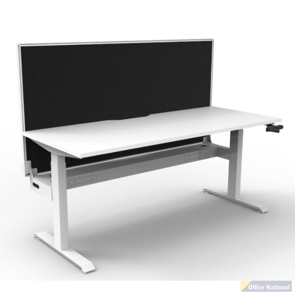 RAPIDLINE BOOST CRANK SINGLE SIDED WORKSTATION WITH CABLE TRAY AND SCREEN 1200 X 750 X 705MM NATURAL WHITE TOP AND WHITE SATIN FRAME