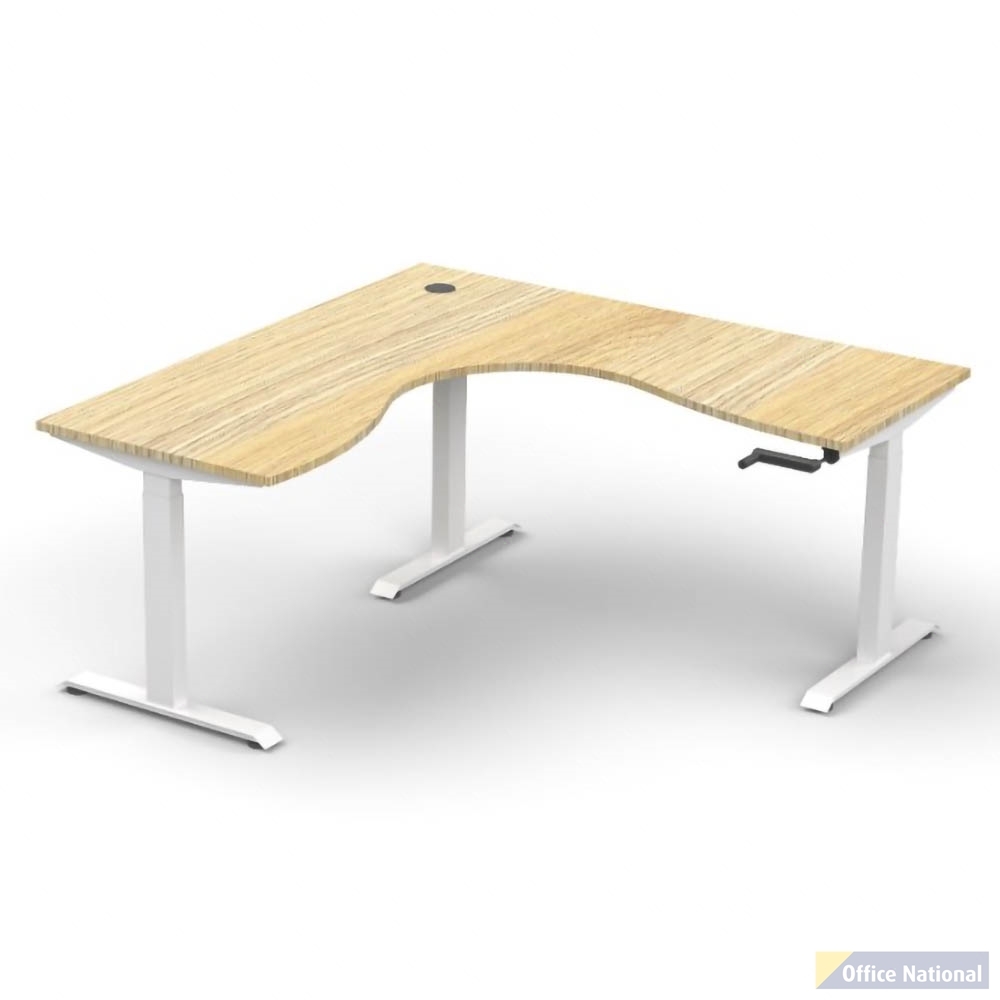 RAPIDLINE BOOST CRANK CORNER WORKSTATION 1500 X 1500 X 750MM NATURAL OAK TOP AND WHITE SATIN FRAME