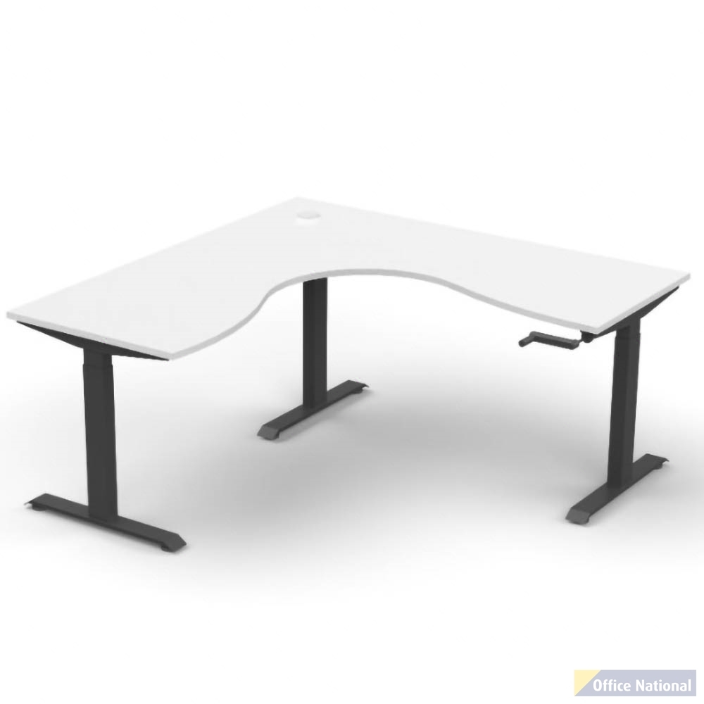 RAPIDLINE BOOST CRANK CORNER WORKSTATION 1500 X 1500 X 750MM NATURAL WHITE TOP AND BLACK SATIN FRAME