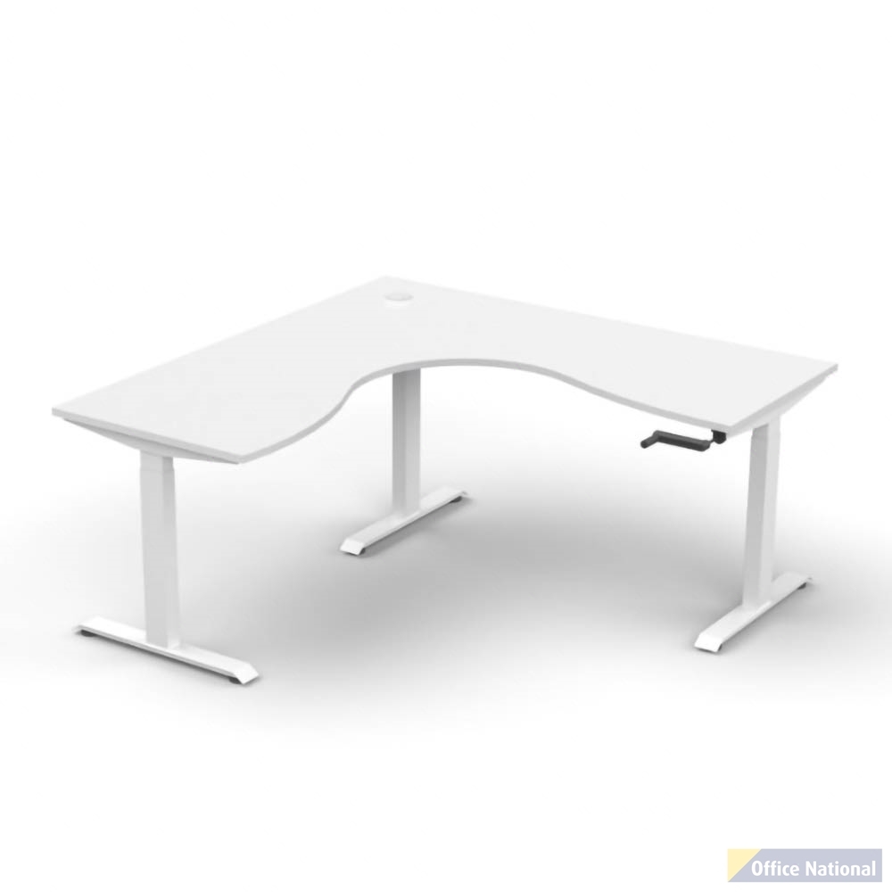 RAPIDLINE BOOST CRANK CORNER WORKSTATION 1500 X 1500 X 750MM NATURAL WHITE TOP AND WHITE SATIN FRAME