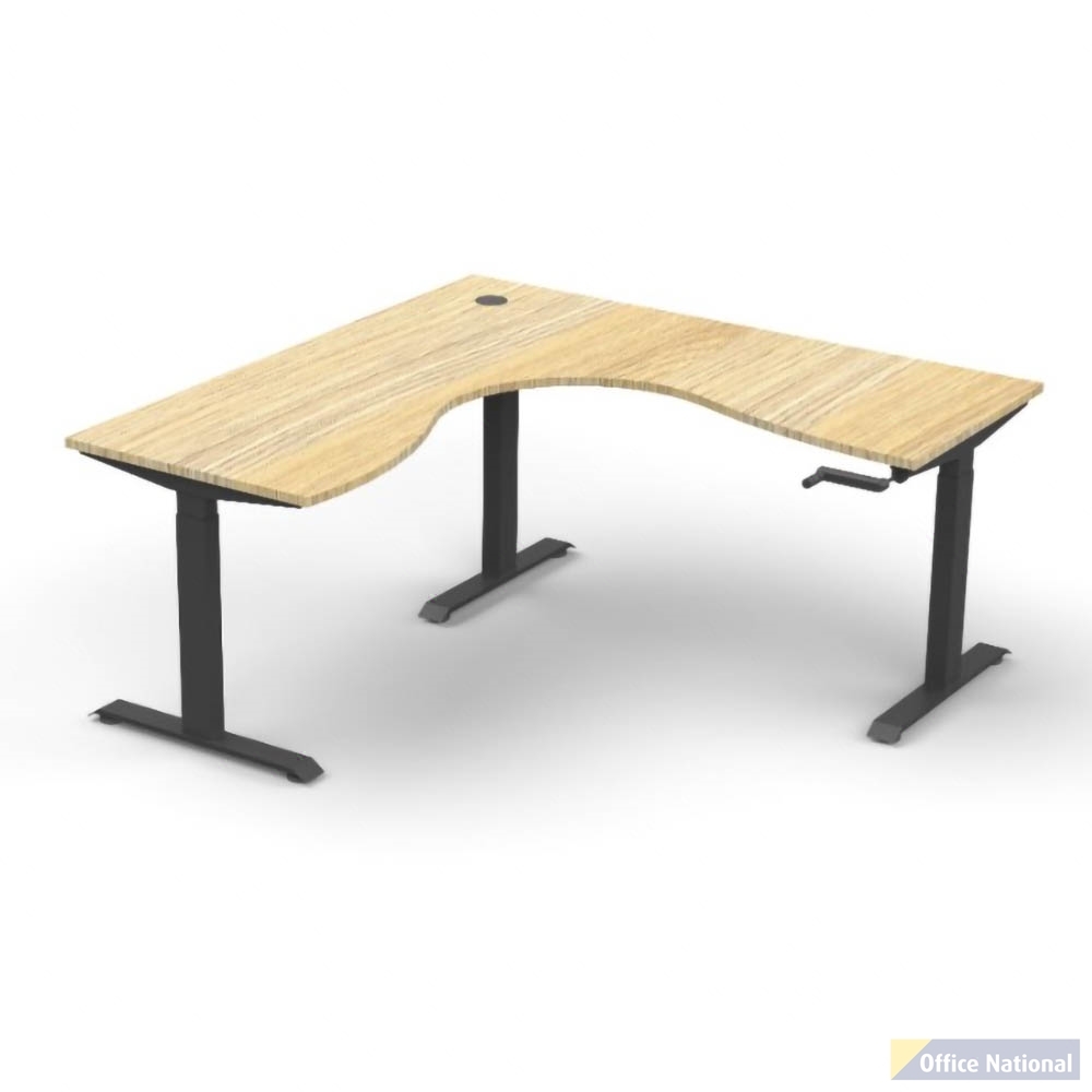 RAPIDLINE BOOST CRANK CORNER WORKSTATION 1800 X 1500 X 750MM NATURAL OAK TOP AND BLACK SATIN FRAME