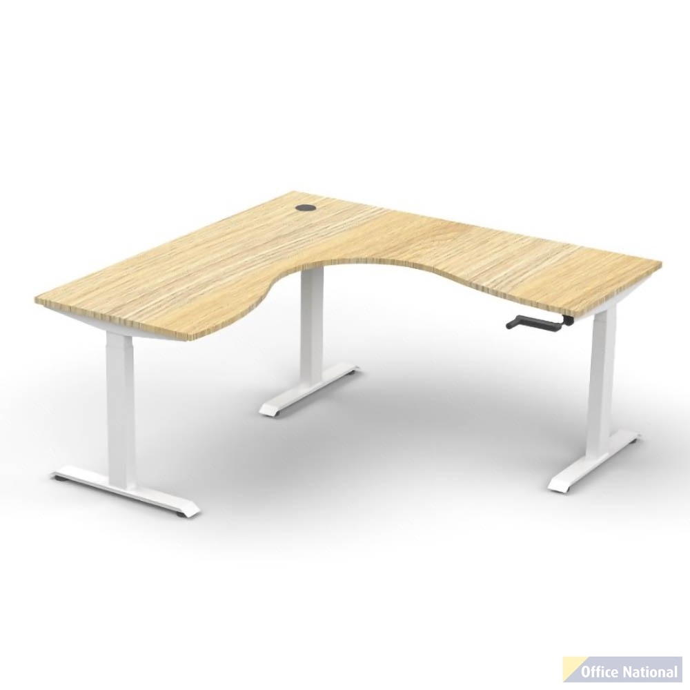 RAPIDLINE BOOST CRANK CORNER WORKSTATION 1800 X 1500 X 750MM NATURAL OAK TOP AND WHITE SATIN FRAME