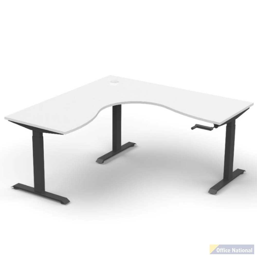 RAPIDLINE BOOST CRANK CORNER WORKSTATION 1800 X 1500 X 750MM NATURAL WHITE TOP AND BLACK SATIN FRAME