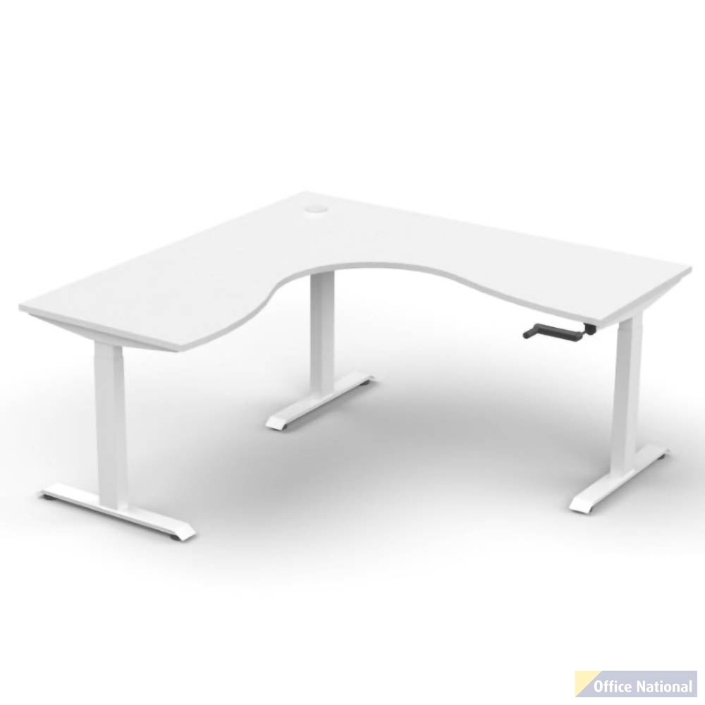 RAPIDLINE BOOST CRANK CORNER WORKSTATION 1800 X 1500 X 750MM NATURAL WHITE TOP AND WHITE SATIN FRAME