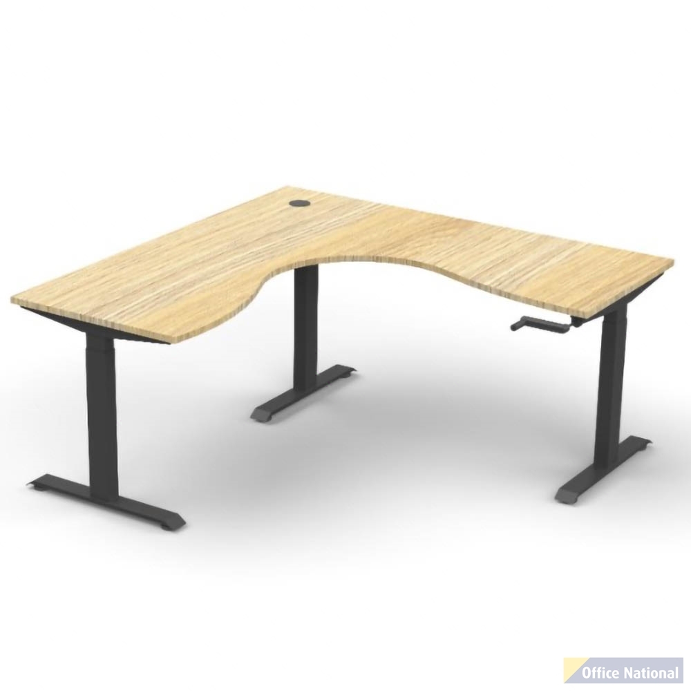 RAPIDLINE BOOST CRANK CORNER WORKSTATION 1800 X 1800 X 750MM NATURAL OAK TOP AND BLACK SATIN FRAME