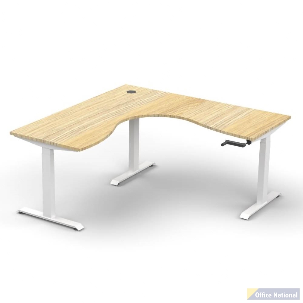 RAPIDLINE BOOST CRANK CORNER WORKSTATION 1800 X 1800 X 750MM NATURAL OAK TOP AND WHITE SATIN FRAME