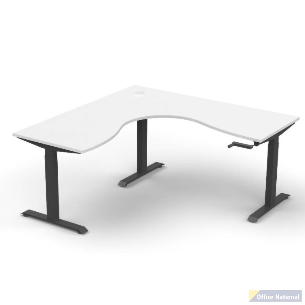 RAPIDLINE BOOST CRANK CORNER WORKSTATION 1800 X 1800 X 750MM NATURAL WHITE TOP AND BLACK SATIN FRAME