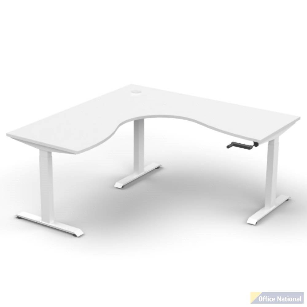 RAPIDLINE BOOST CRANK CORNER WORKSTATION 1800 X 1800 X 750MM NATURAL WHITE TOP AND WHITE SATIN FRAME