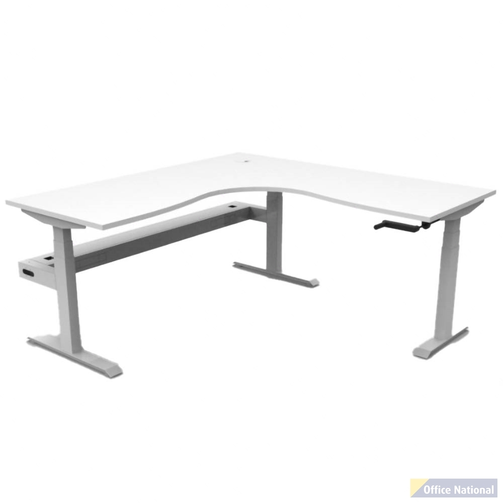 RAPIDLINE BOOST CRANK CORNER WORKSTATION WITH CABLE TRAY 1500 X 1500 X 750MM NATURAL WHITE TOP AND WHITE SATIN FRAME