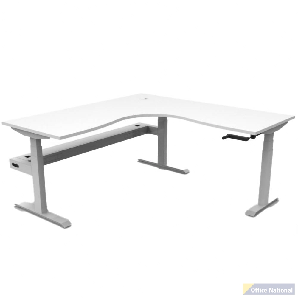 RAPIDLINE BOOST CRANK CORNER WORKSTATION WITH CABLE TRAY 1800 X 1500 X 750MM NATURAL WHITE TOP AND WHITE SATIN FRAME