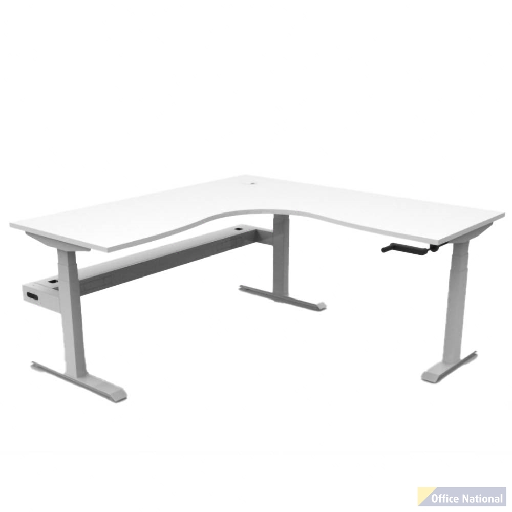 RAPIDLINE BOOST CRANK CORNER WORKSTATION WITH CABLE TRAY 1800 X 1800 X 750MM NATURAL WHITE TOP AND WHITE SATIN FRAME