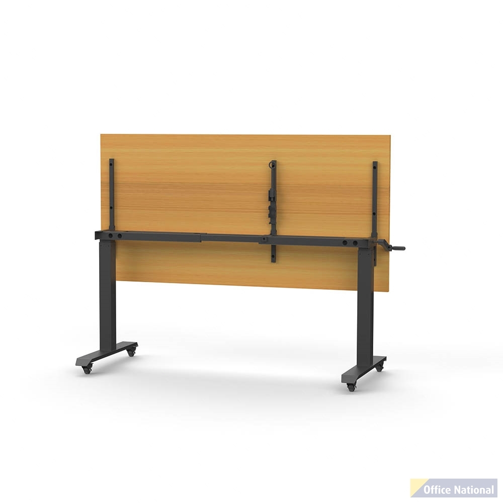RAPIDLINE BOOST HEIGHT ADJUST FLIP TOP TABLE 1800 X 750 X 725MM BEECH TOP AND BLACK P/C FRAME