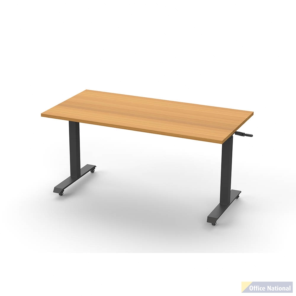 RAPIDLINE BOOST HEIGHT ADJUST FLIP TOP TABLE 1800 X 900 X 725MM BEECH TOP AND BLACK P/C FRAME