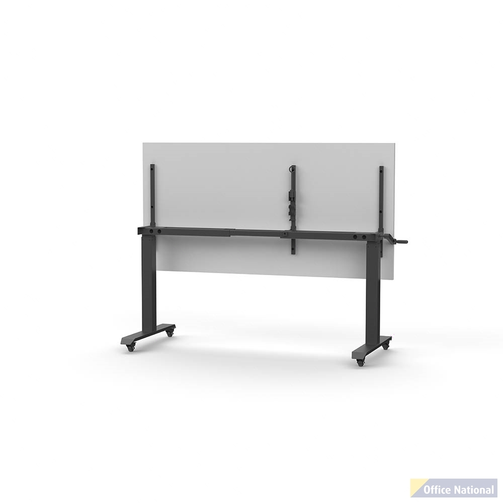RAPIDLINE BOOST HEIGHT ADJUST FLIP TOP TABLE 1800 X 900 X 725MM WHITE TOP AND BLACK P/C FRAME